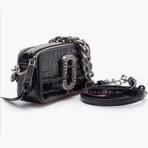 NWT Marc Jacobs The Croc Snapshot Crossbody Camera Bag Black